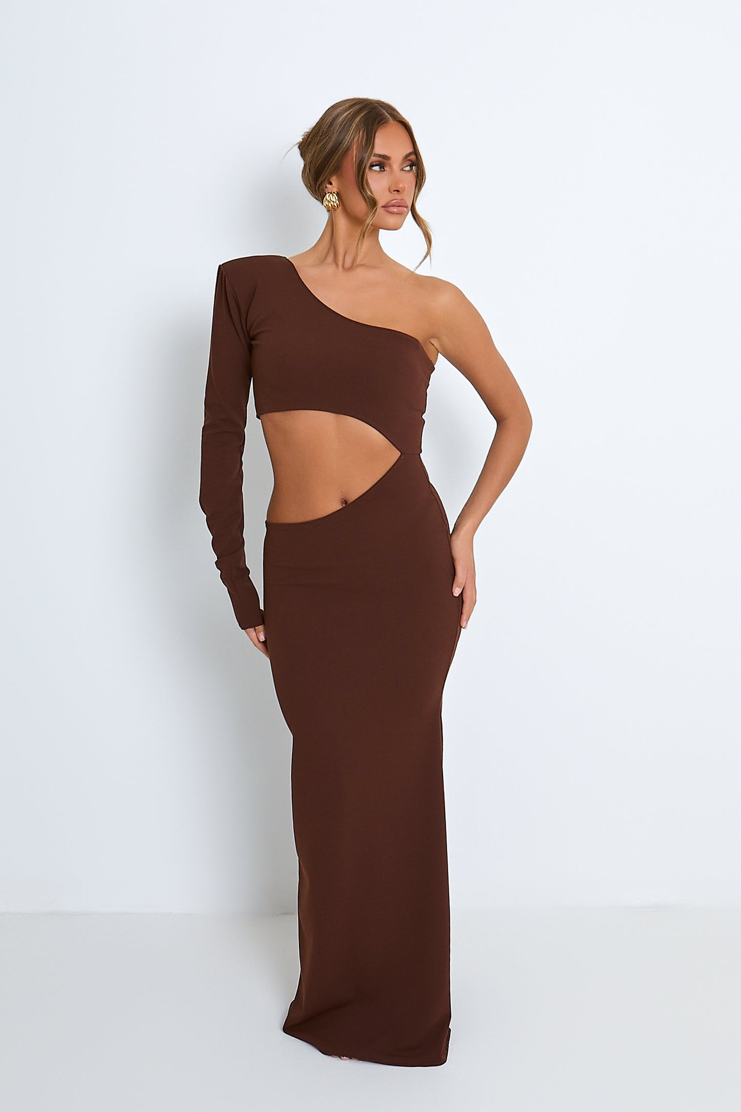 Courtney Chocolate Cut Out Maxi Dress / IN STOCK