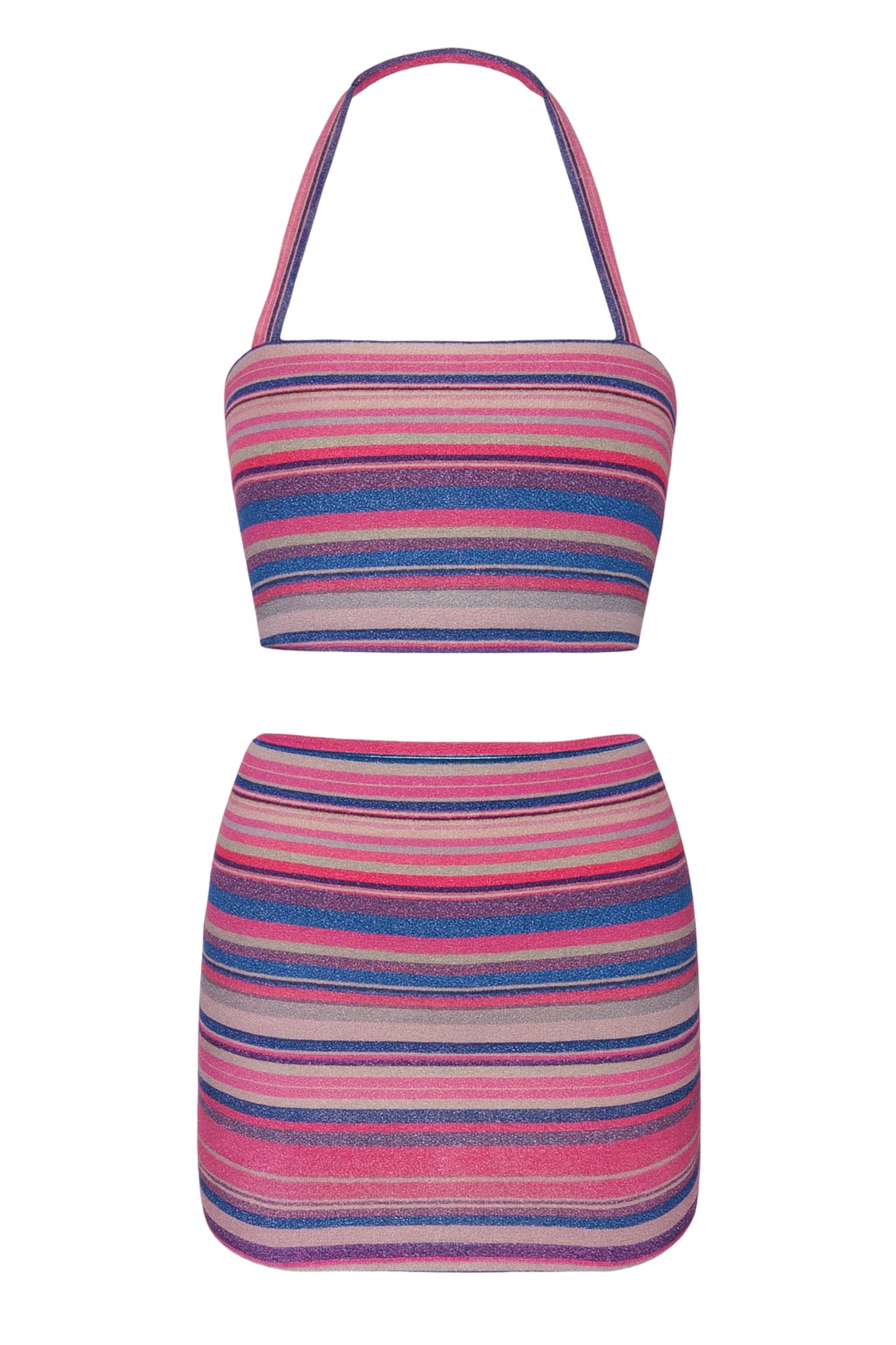 Glitter Stripe Crop Top & Mini Skirt Set / MADE TO ORDER