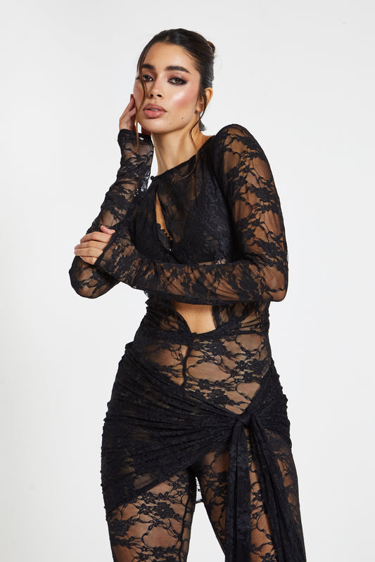 Yasmine Cut Out Lace Catsuit & Skirt / MADE TO ORDER