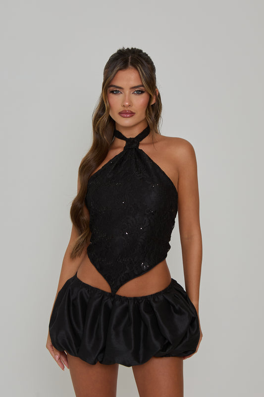 Harper Black Puffball Set / MADE TO ORDER