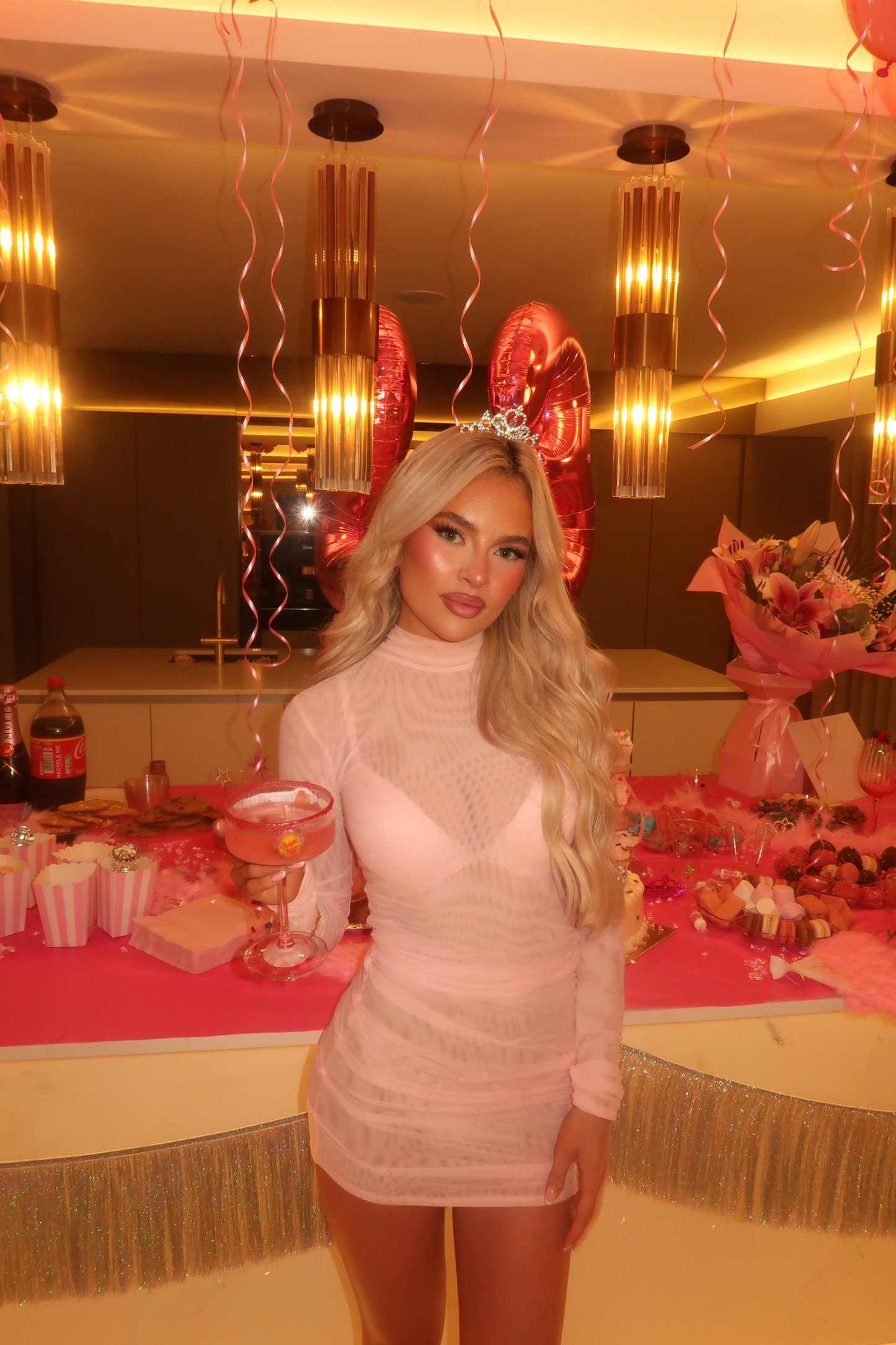 Jasmine Baby Pink Ruched Mesh Mini Dress / MADE TO ORDER
