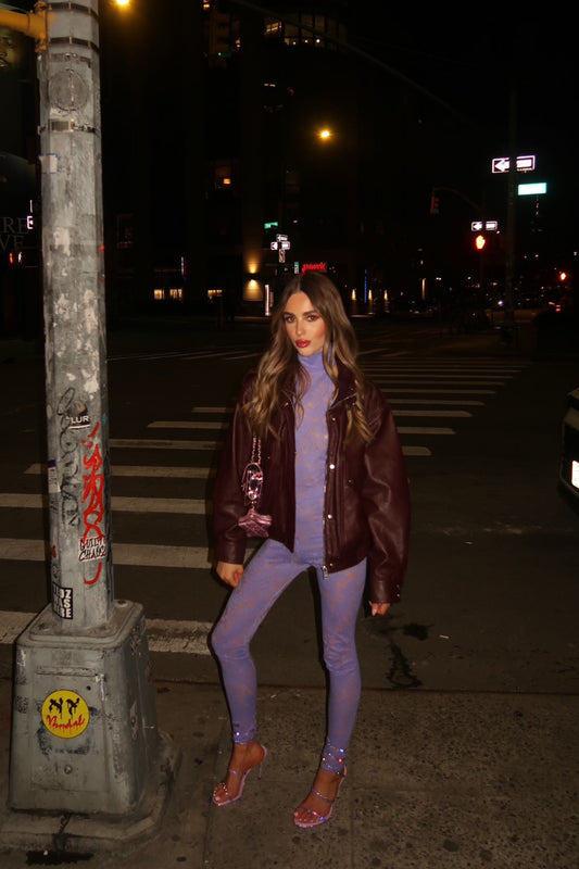 Lydia Lilac Lace Halter Neck Catsuit / MADE TO ORDER