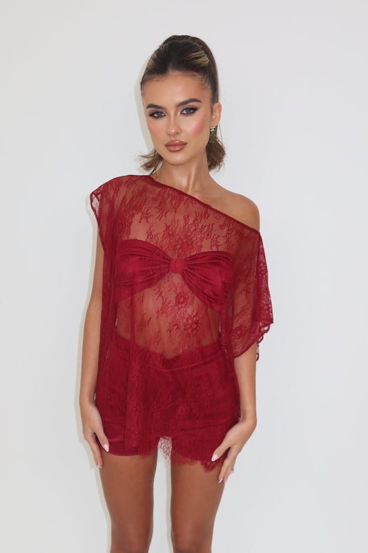 Tia Burgundy Lace Cape & Petra Set / MADE TO ORDER