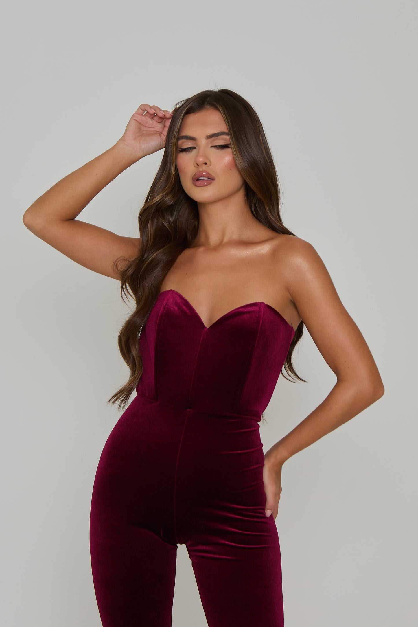 Lorna Burgundy Velvet Catsuit / MADE TO ORDER