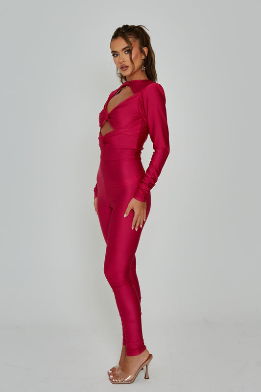 Demi Hot Pink Cut Out Catsuit / MADE TO ORDER
