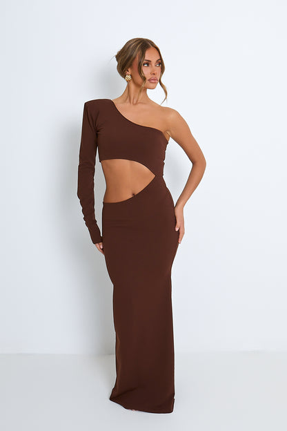 Courtney Chocolate Cut Out Maxi Dress / IN STOCK