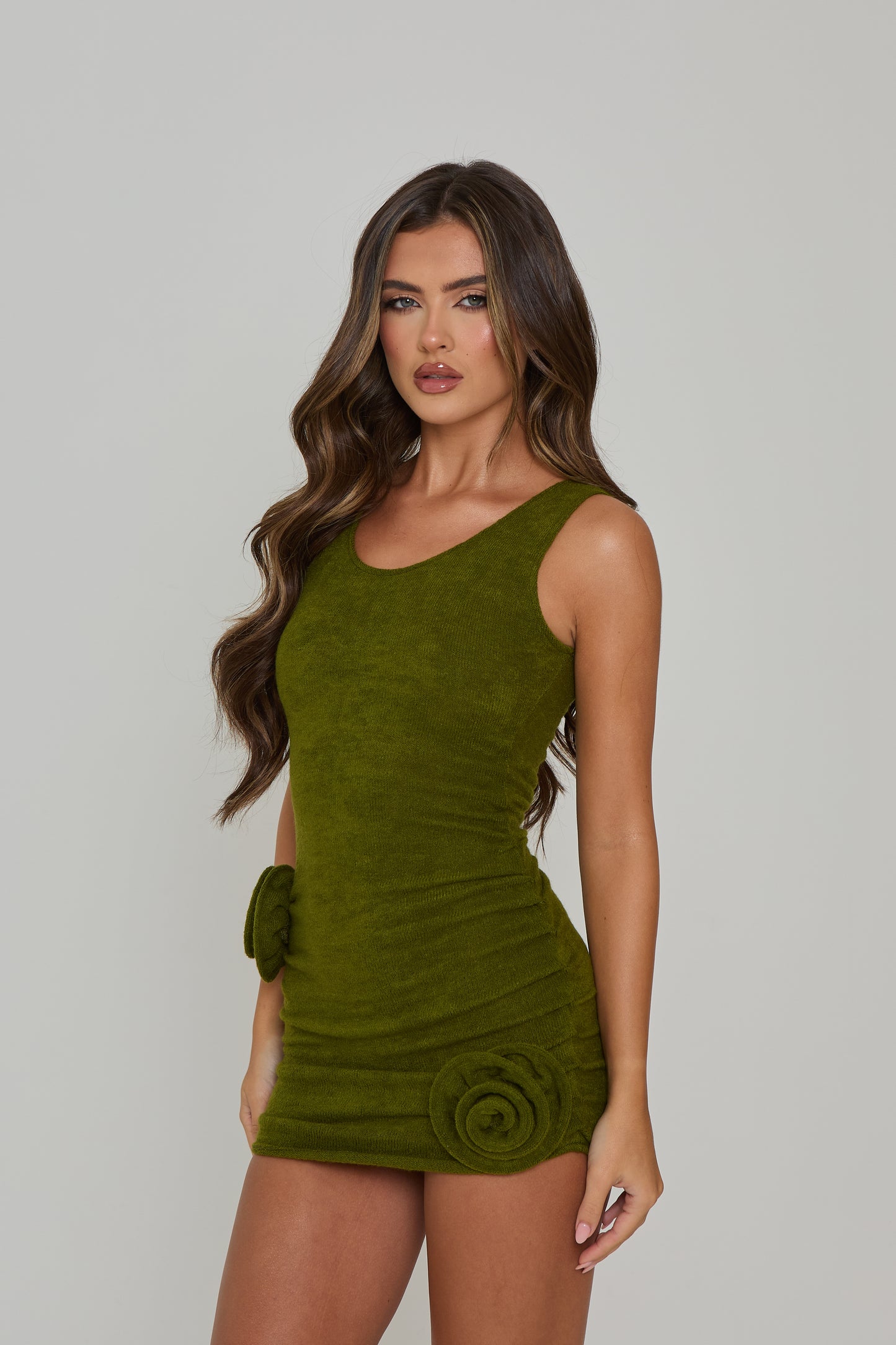 Tara Olive Knit Flower Mini / IN STOCK