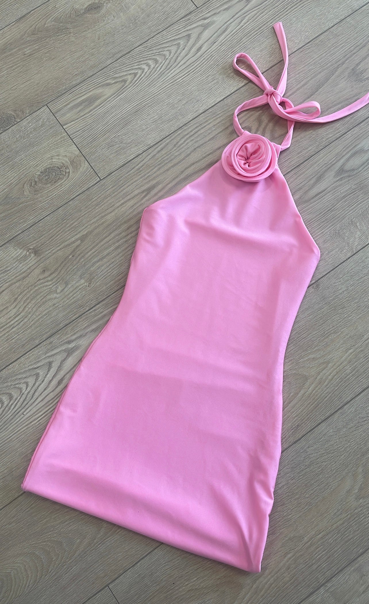 Pink Halter Flower Dress / IN STOCK
