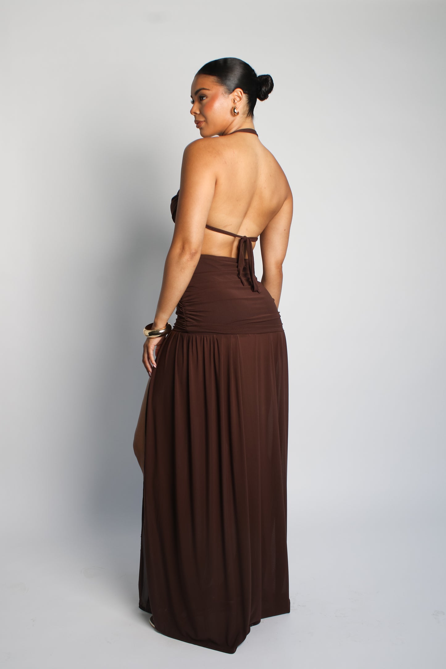 Belle Brown Mesh Maxi Set / MADE TO ORDER