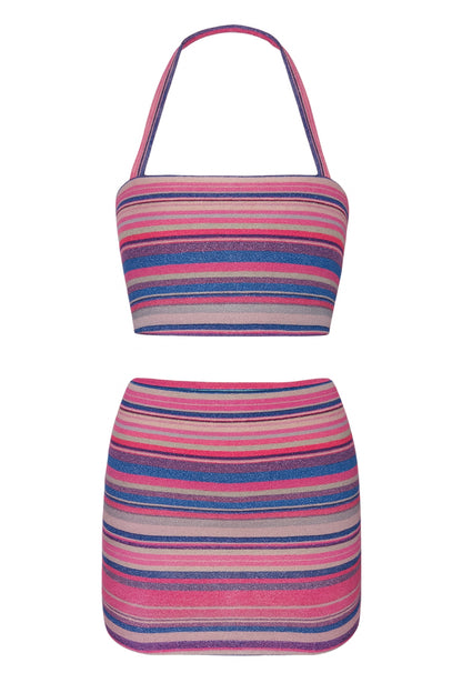 Glitter Stripe Crop Top & Mini Skirt Set / MADE TO ORDER