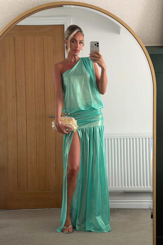 Nicole Green Mesh Metallic Gown / MADE TO ORDER