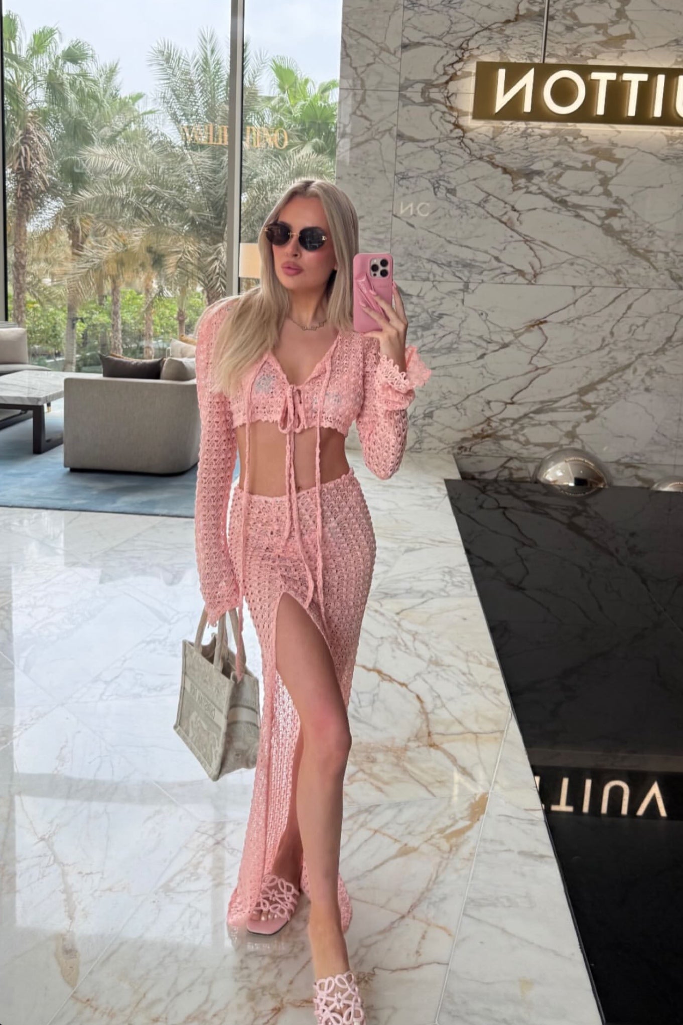 Pink Crochet Maxi Set / MADE TO ORDER