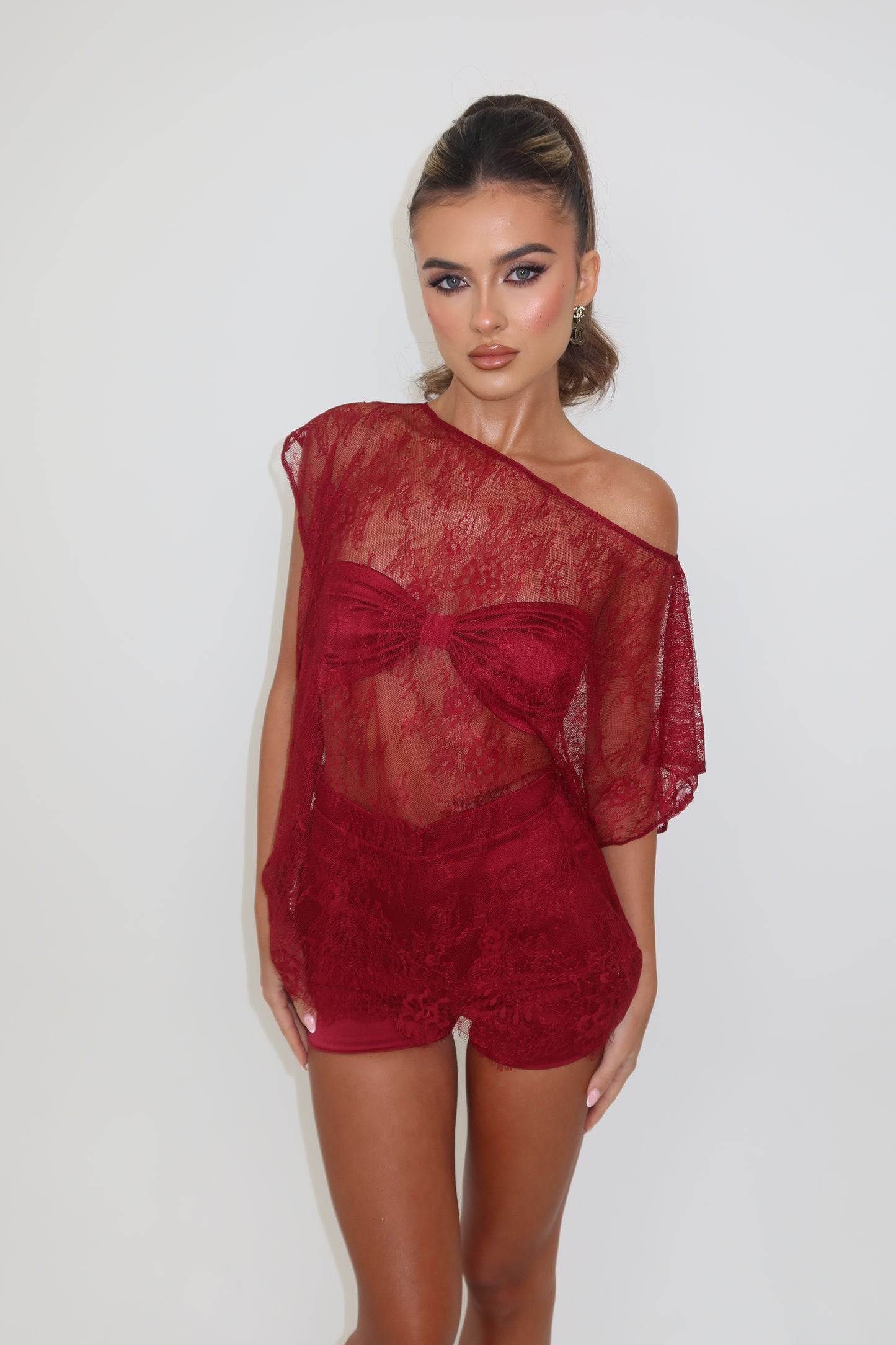 Tia Burgundy Lace Cape & Petra Set / MADE TO ORDER