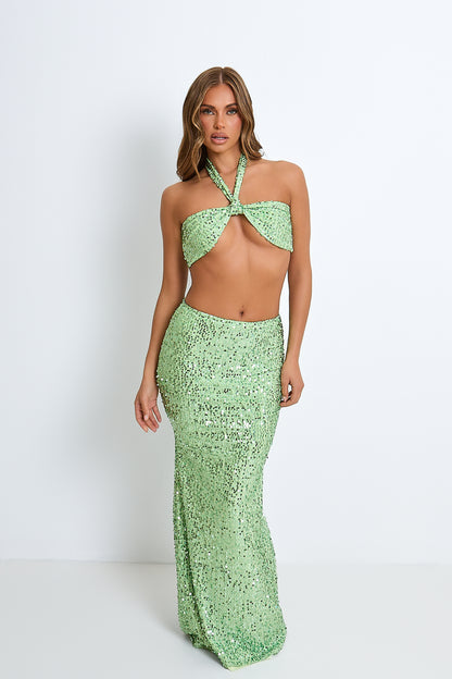 Green Sequin Maxi Set / MADE TO ORDER
