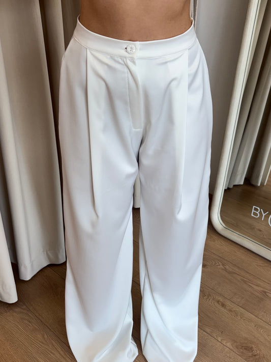 Ivory White Wide Leg Suit Pants / IN STOCK