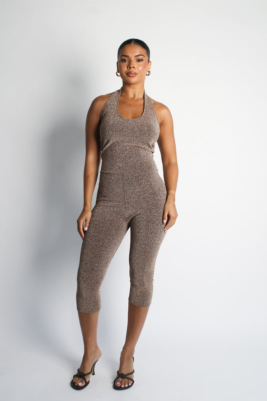 Capri Sparkle Champagne Catsuit / MADE TO ORDER