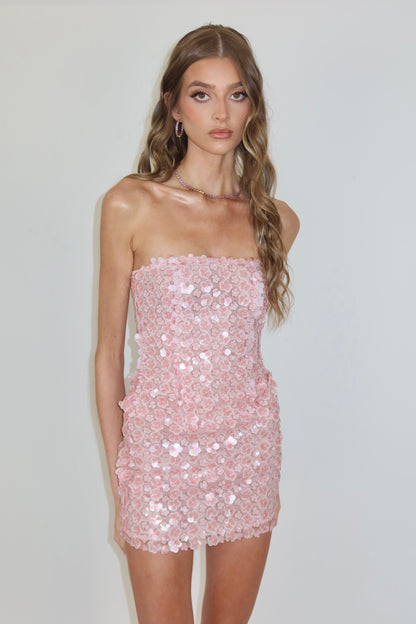 Rosa 3D Flower Mini Dress / MADE TO ORDER