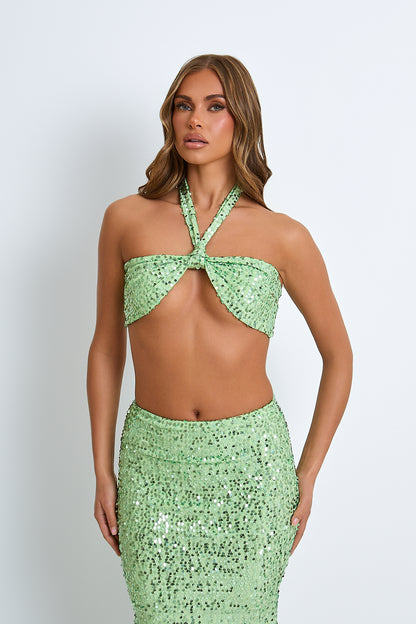 Aria Green Sequin Maxi Set / PRE ORDER