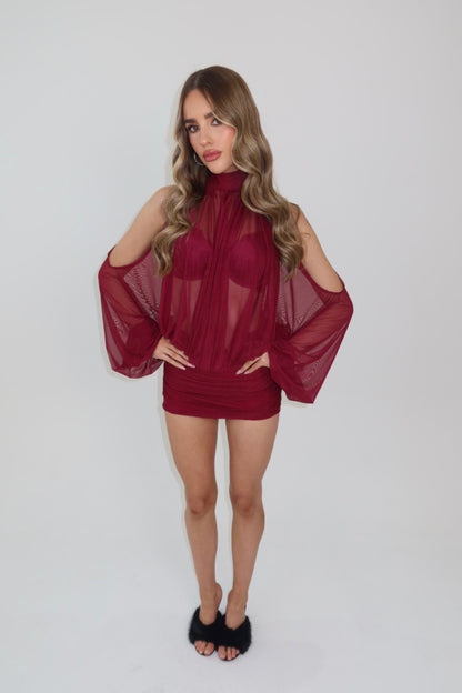 ‘Dolly’ Burgundy Dress