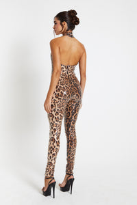 Kara Sequin Leopard Print Catsuit / PRE ORDER