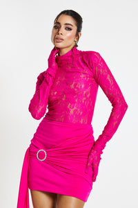 Kennedy Dark Pink Lycra Diamanté Skirt / PRE ORDER