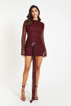 Load image into Gallery viewer, Belle Maroon Crochet Mini Dress / PRE ORDER