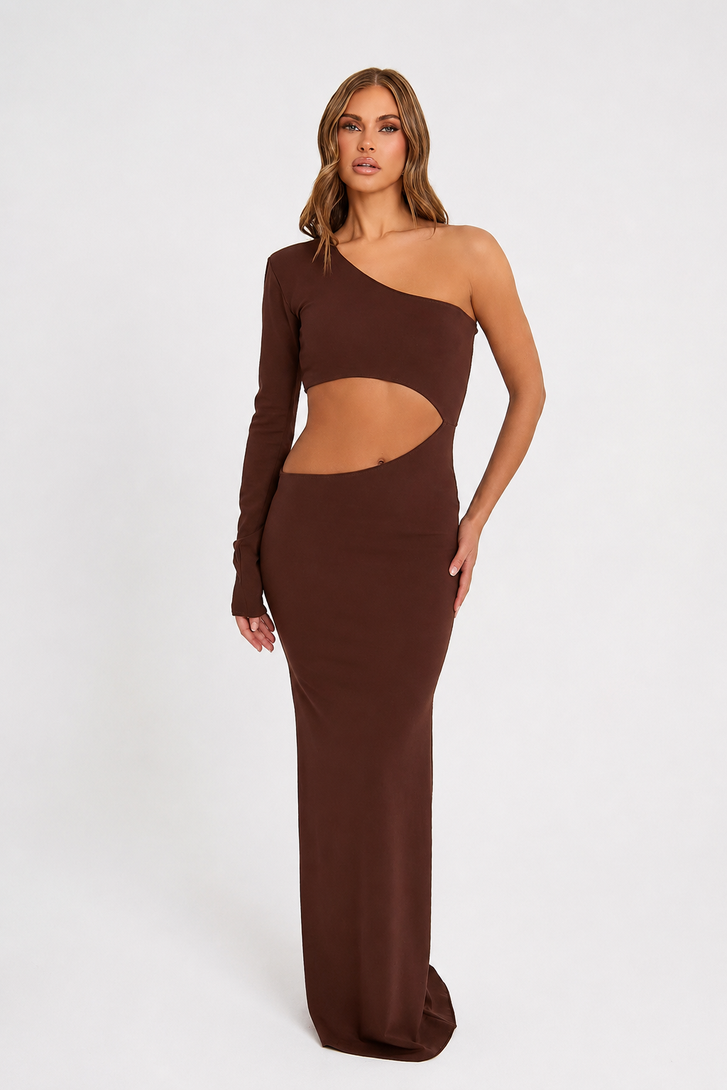 Courtney Chocolate Cut Out Maxi Dress / MADE TO ORDER
