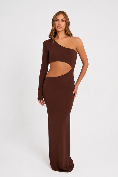 Courtney Chocolate Cut Out Maxi Dress / MADE TO ORDER