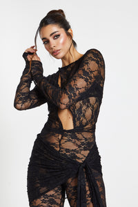 Yasmine Cut Out Lace Catsuit & Skirt / PRE ORDER