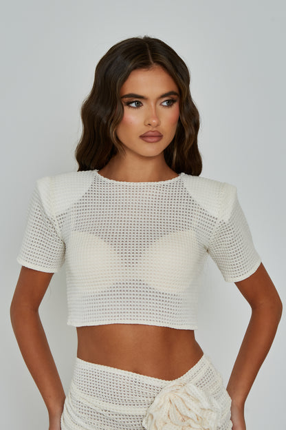 Ava Cream Cropped T Shirt / PRE ORDER