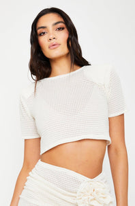 Ava Cream Cropped T Shirt / IN STOCK