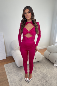 Demi Pink Cut Out Catsuit / PRE ORDER