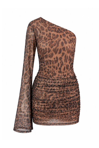 ‘Lydia’ Leopard Mesh Mini Dress