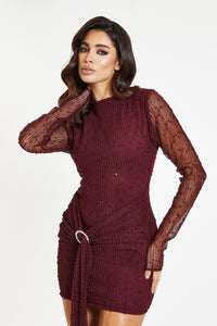 Belle Maroon Crochet Mini Dress / PRE ORDER