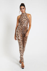 Kara Sequin Leopard Print Catsuit / PRE ORDER