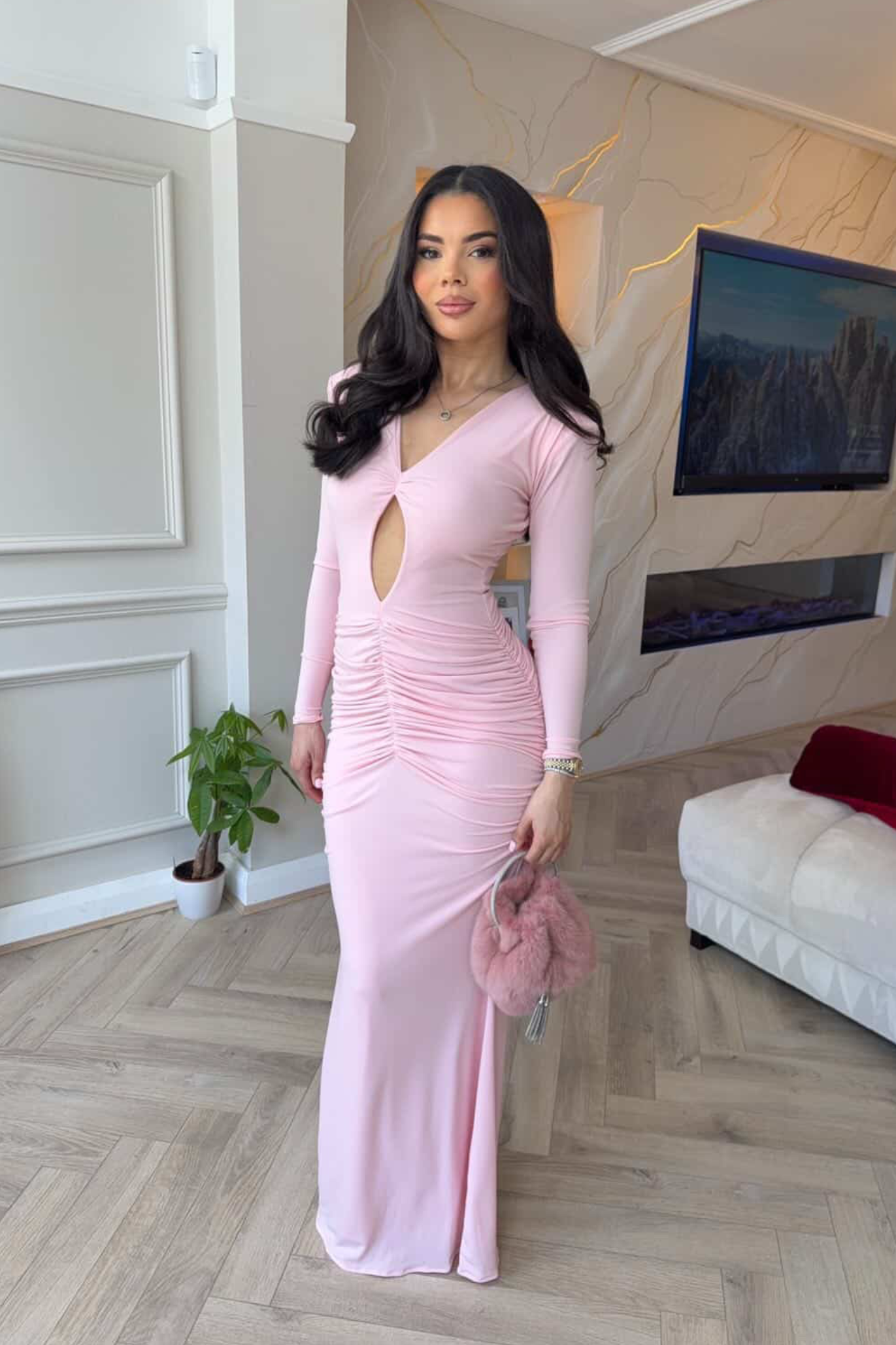 Alex Pink Jersey Gown / MADE TO ORDER
