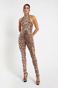 Kara Sequin Leopard Print Catsuit / PRE ORDER
