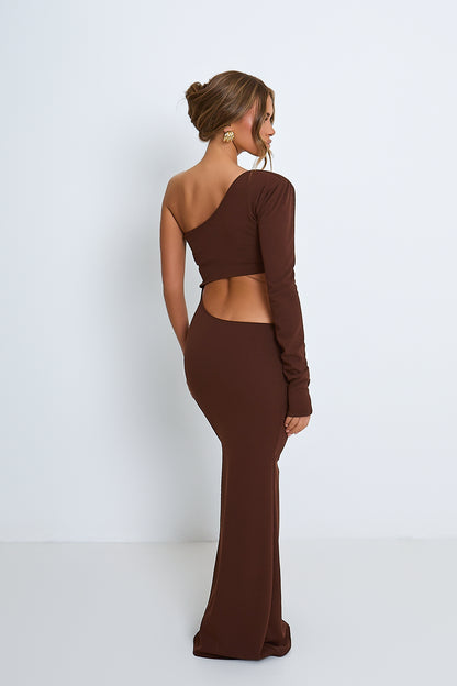 Courtney Chocolate Cut Out Maxi Dress / IN STOCK