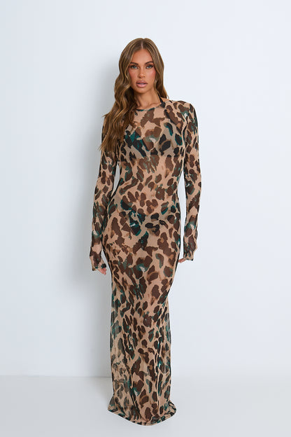 Dionne Leopard Mesh Maxi Dress / IN STOCK