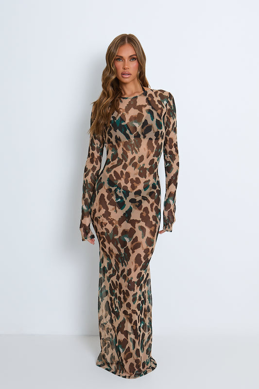 Dionne Leopard Mesh Maxi Dress / IN STOCK