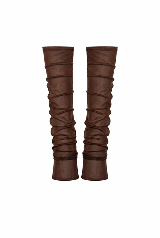 Mesh Leg Warmer Brown / MADE TO ORDER
