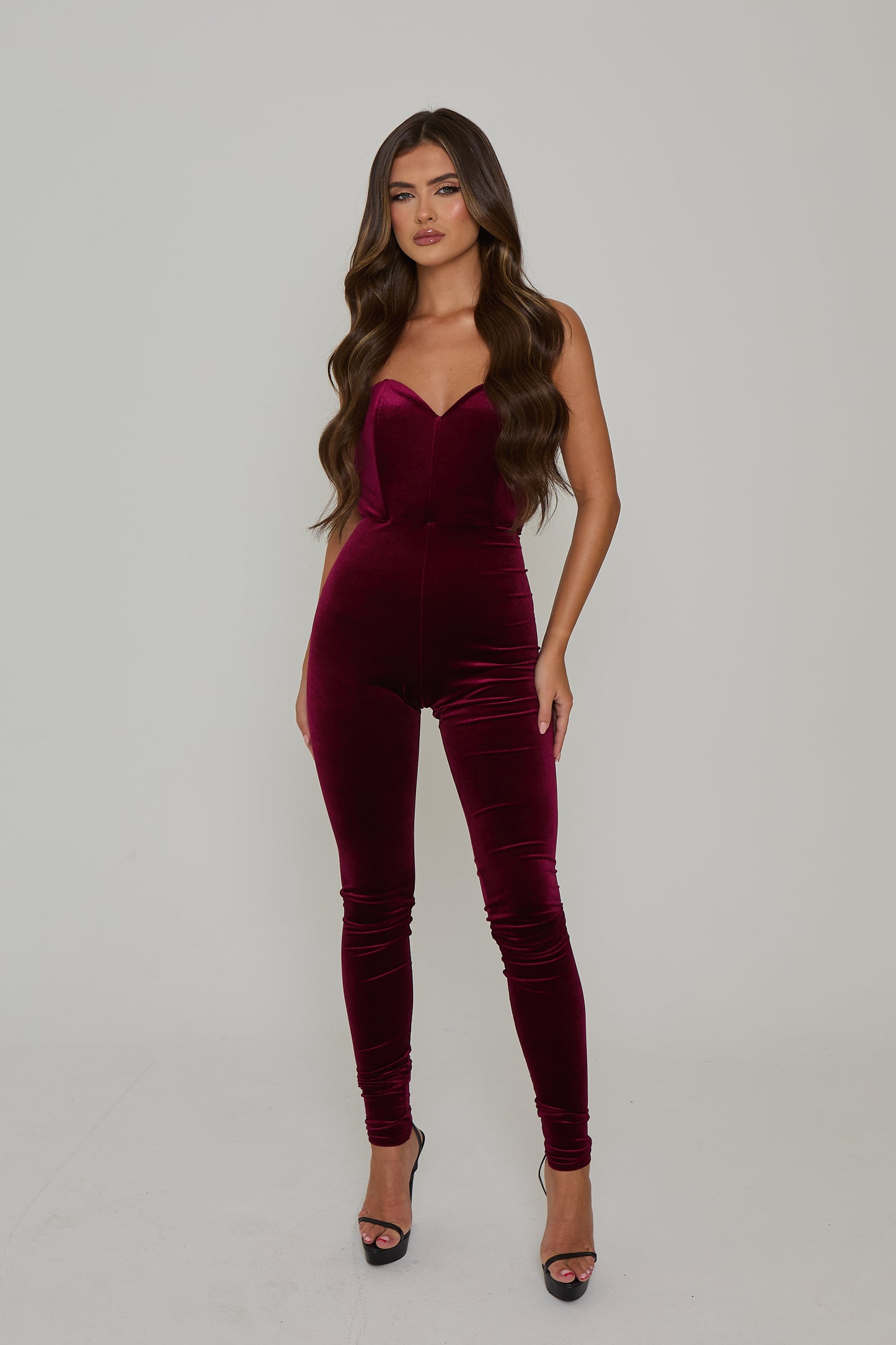 Lorna Burgundy Velvet Catsuit / MADE TO ORDER