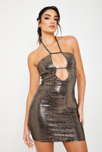 Load image into Gallery viewer, Hilton Bronze Holographic Mini Dress / PRE ORDER