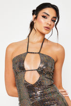 Load image into Gallery viewer, Hilton Bronze Holographic Mini Dress / PRE ORDER